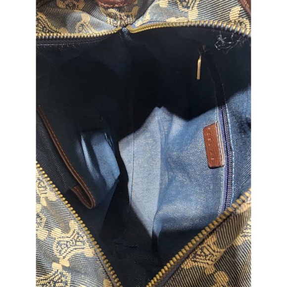 Authentic Céline Vintage Macadam Denim Boogie Handbag Blue/Brown - Picture 13 of 13